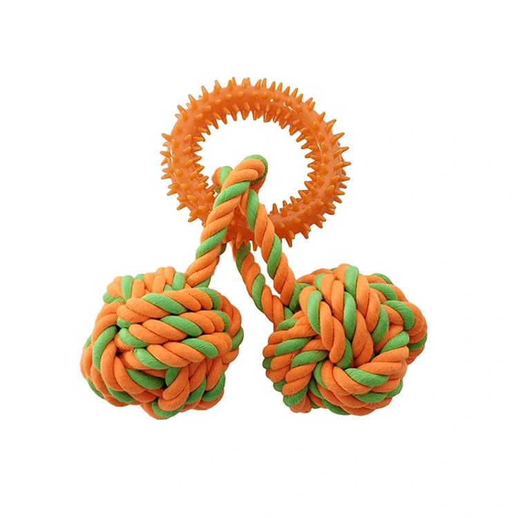 Spicky Ring Double Ball Rope Laruan Ligtas para sa mga tuta